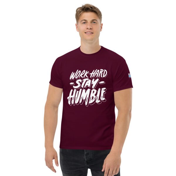 Men Round Neck Half Sleeves T-Shirt – Maroon – Work Hard