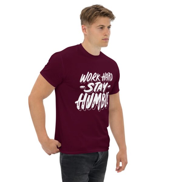 Men Round Neck Half Sleeves T-Shirt – Maroon – Work Hard